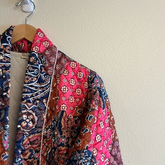 Kilo Brava Pink Blue Patchwork Quilted Midi Robe M - Picture 8 of 10